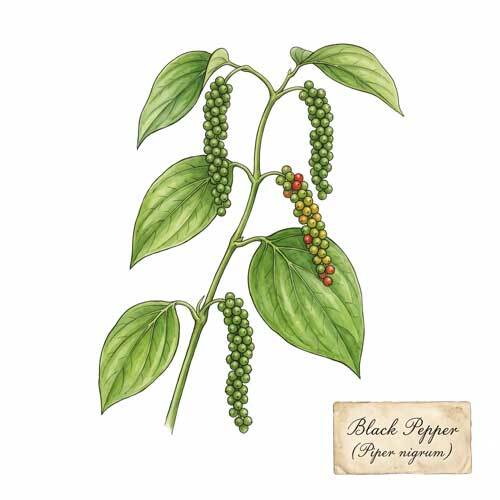Whole Black Pepper (Piper nigrum) botanical ingredient for wholesale tea blends