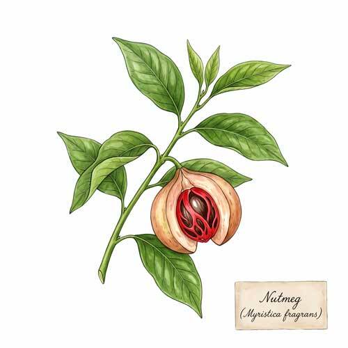 Whole Nutmeg (Myristica fragrans) botanical ingredient for wholesale tea blends